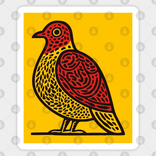 Linocut Bird Art Print - Nature Lover Gift Magnet by TuncGK